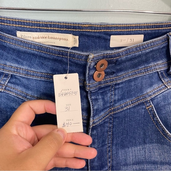 Anthropologie Pilcro Straight Cropped Denim Blue Jeans‎ Sz 31 - Picture 2 of 3